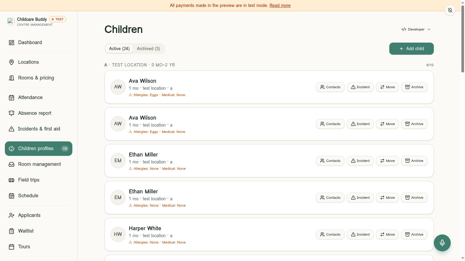 Children and applicants